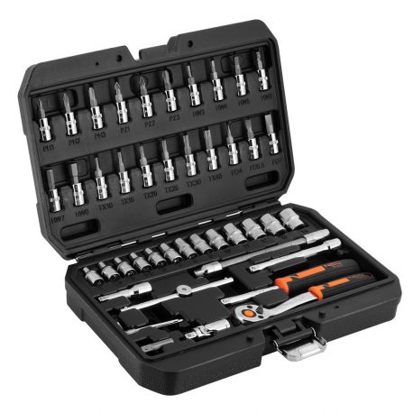 KLUCZE NASADOWE 1/4", CRV (ZESTAW 46 SZTUK)