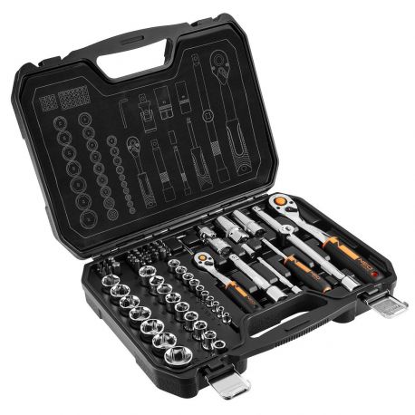KLUCZE NASADOWE 1/2", 1/4", CRV (ZESTAW 73 SZTUK)